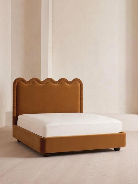  Soho Home Tristan Bed, King, Velvet, Mustard 