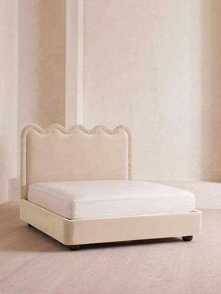  Soho Home Tristan Bed, Super King, Velvet, Porcelain 