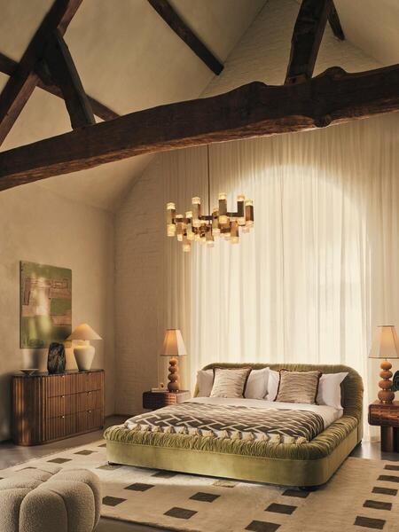  Soho Home Vara Bed, King, Velvet Lichen 