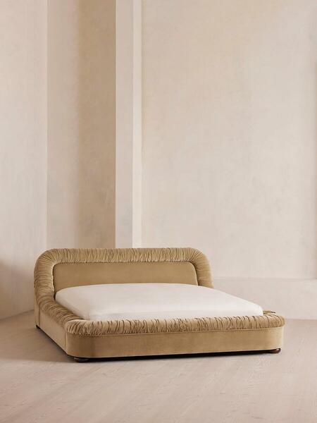 Soho Home Vara Bed, Super King, Velvet, Camel 