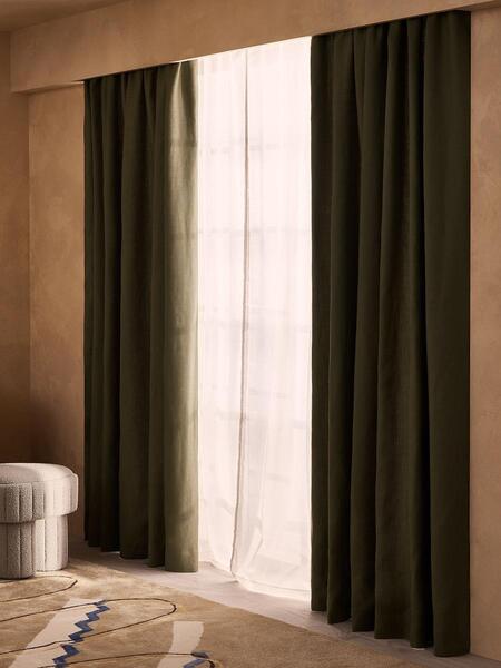  Soho Home Vinnie Linen Curtains, Ochre, Width 263cm Length 274cm 