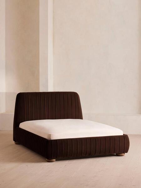  Soho Home Vivienne Bed, Double, Velvet, Chocolate 
