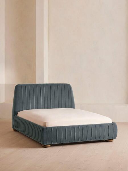  Soho Home Vivienne Bed, Double, Velvet, Grey Blue 