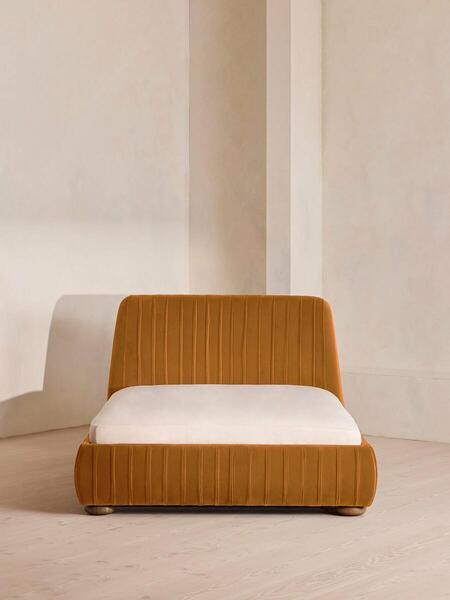  Soho Home Vivienne Bed, King, Velvet, Mustard 