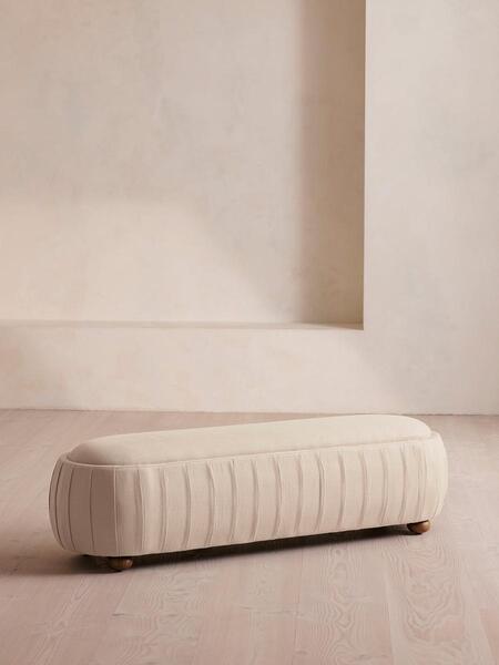  Soho Home Vivienne Bench, Linen, Bisque 