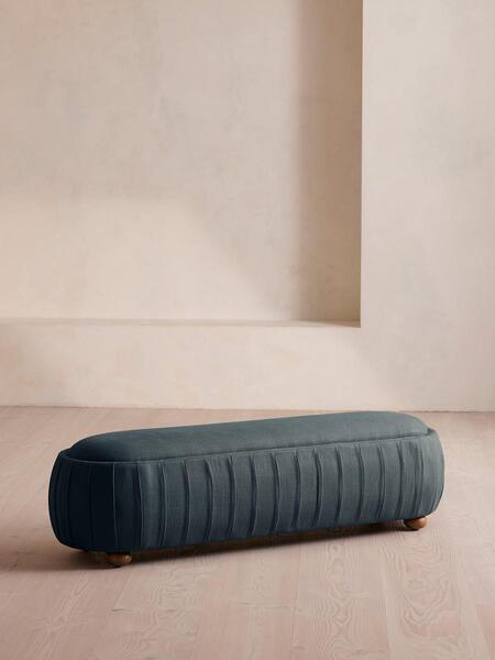 Soho Home Vivienne Bench, Linen, Prussian Blue 
