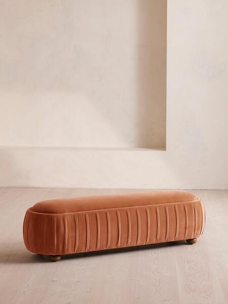  Soho Home Vivienne Bench, Velvet, Antique Rose 