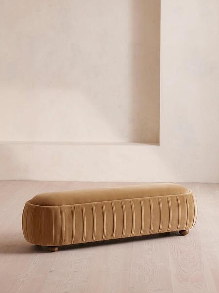  Soho Home Vivienne Bench, Velvet, Camel 