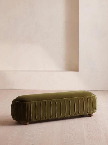  Soho Home Vivienne Bench, Velvet, Olive 