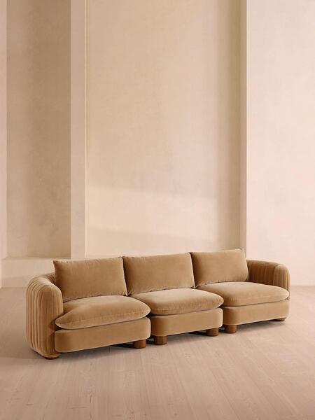  Soho Home Vivienne Deeper Sit Modular Sofa, Four Seater, Velvet Camel Uk 
