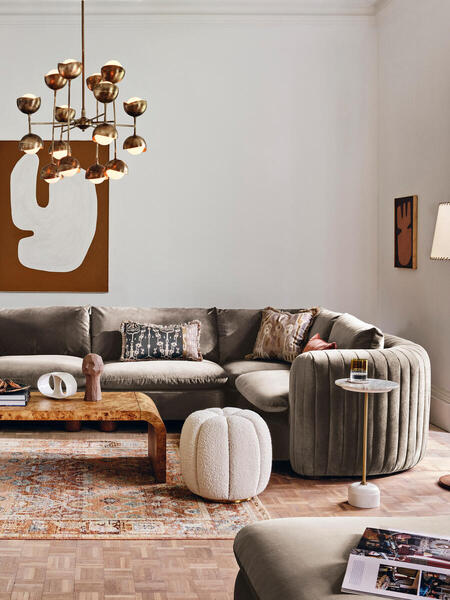  Soho Home Vivienne Modular Corner Sofa, Velvet, Taupe 