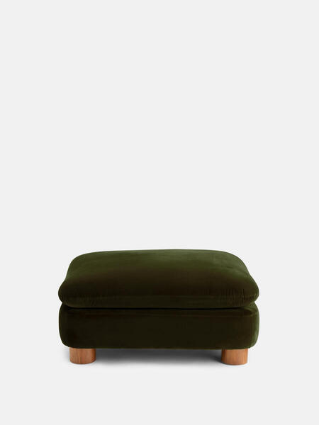  Soho Home Vivienne Ottoman, Velvet Olive 