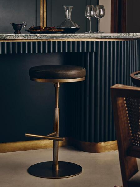  Soho Home Wardell Barstool, Leather, Moss 