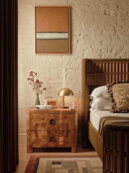  Soho Home Warwick Bedside Table, Mappa Burl, Large 