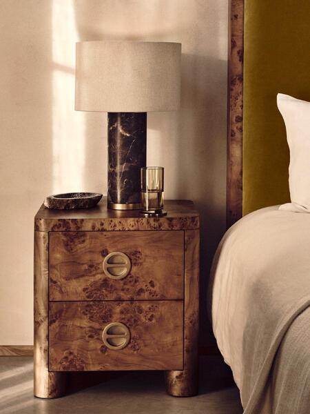  Soho Home Warwick Bedside Table, Mappa Burl 