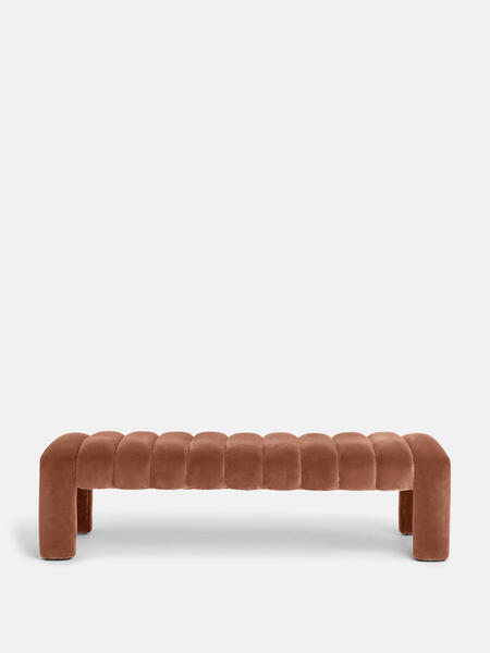  Soho Home Willis Bench, Velvet, Antique Rose 