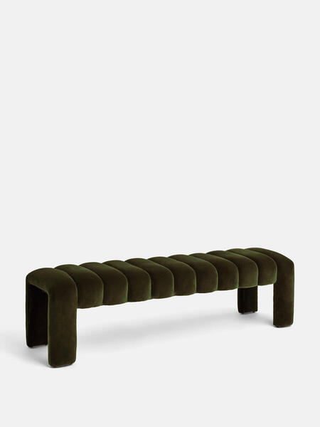  Soho Home Willis Bench, Velvet, Olive 