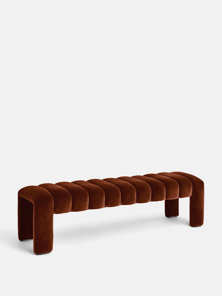  Soho Home Willis Bench, Velvet, Rust 