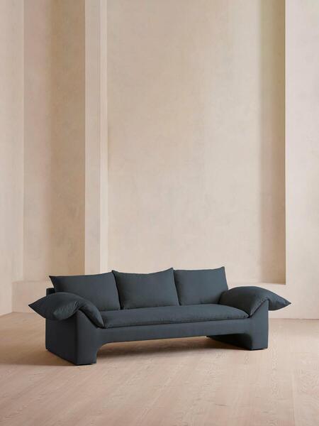  Soho Home Wyatt Three Seater Sofa, Linen, Prussian Blue 