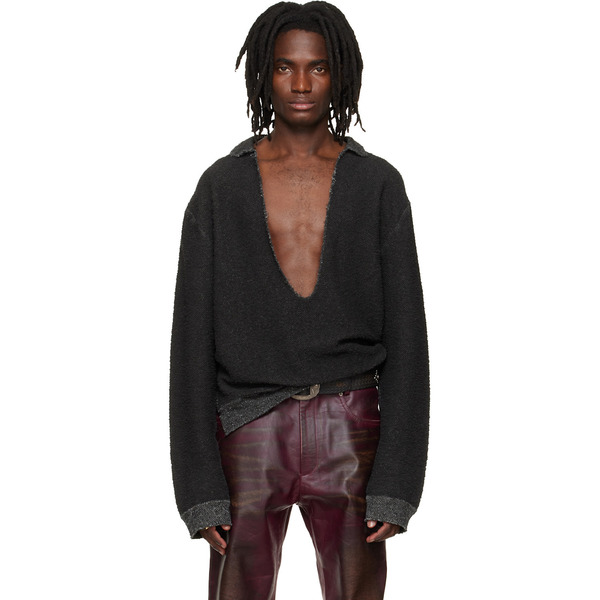  424 Black Dropped Shoulder Sweater 