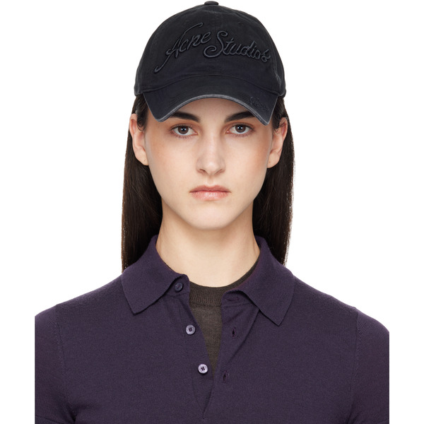  Acne Studios Black Embroidered Logo Cap 