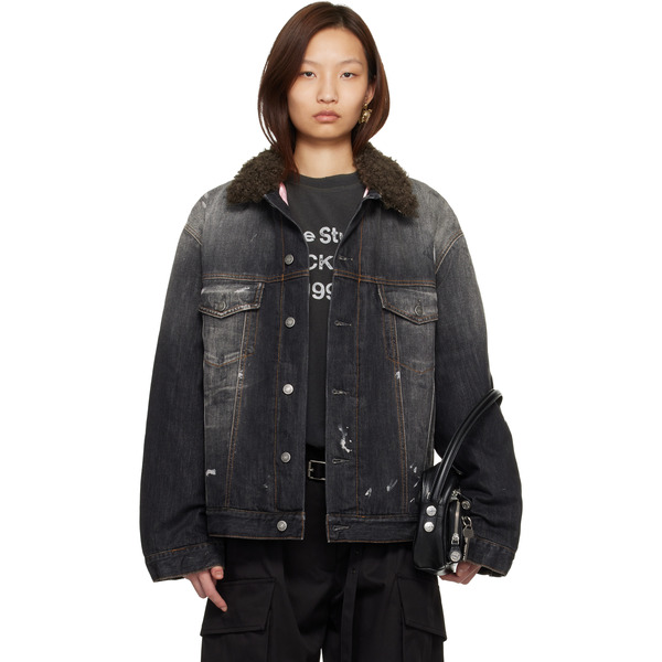  Acne Studios Black Lined Denim Jacket 