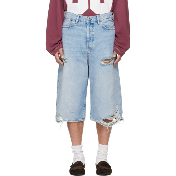  Acne Studios Blue Distressed Denim Shorts 