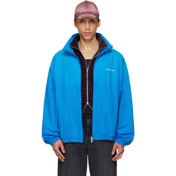  Acne Studios Blue Logo Zipper Jacket 