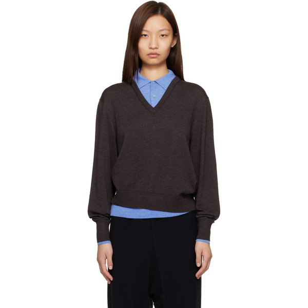  Acne Studios Brown & Blue Layered Wool Knit Sweater 