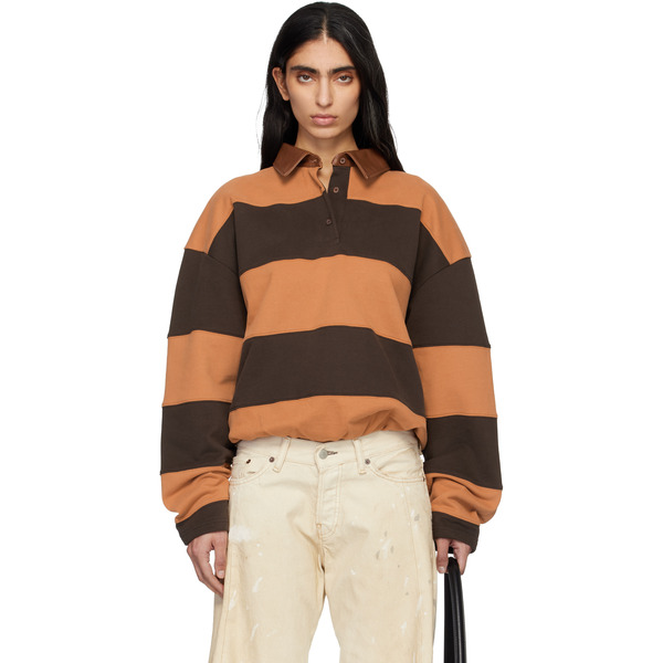  Acne Studios Brown Striped Polo 