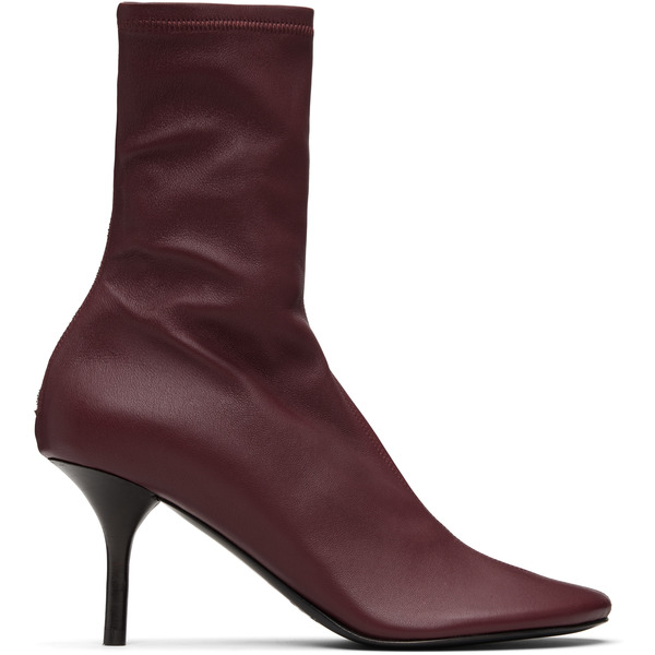  Acne Studios Burgundy Leather Ankle Boots 