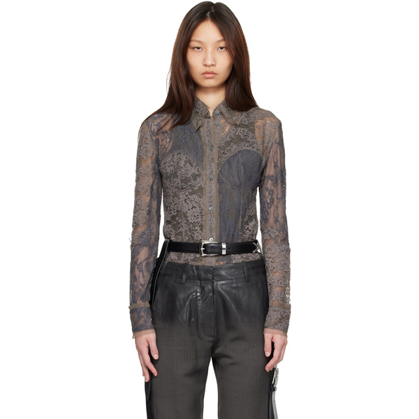  Acne Studios Gray Lace Corset Shirt 
