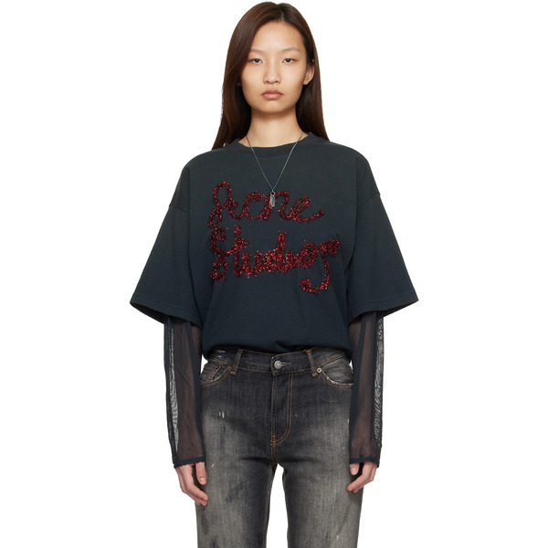  Acne Studios Gray Layered Logo T-shirt 
