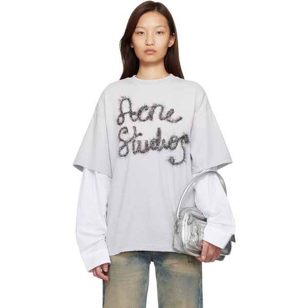 Acne Studios Gray Layered Logo T-shirt 