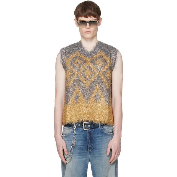  Acne Studios Gray Metallic Knit Vest 