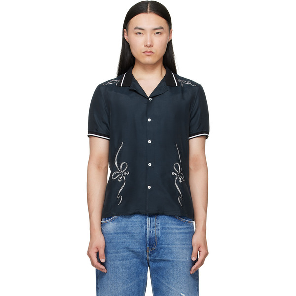  Acne Studios Navy Embroidered Button-up Shirt 