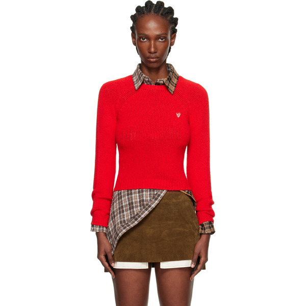  Acne Studios Red Cropped Crewneck Sweater 