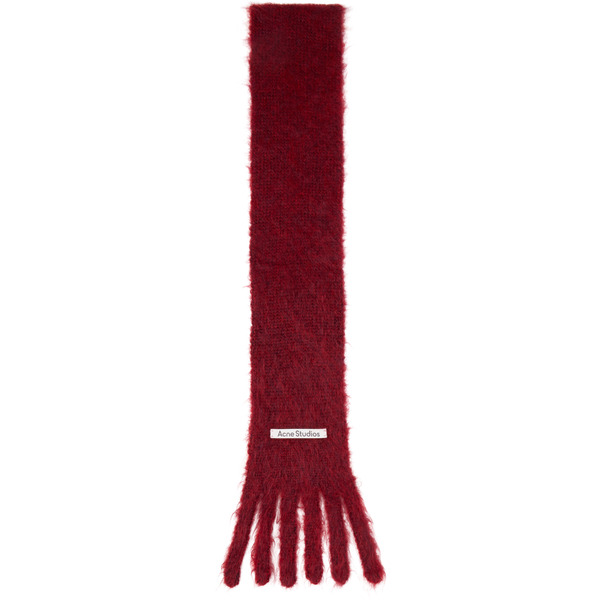  Acne Studios Red Skinny Logo Scarf 