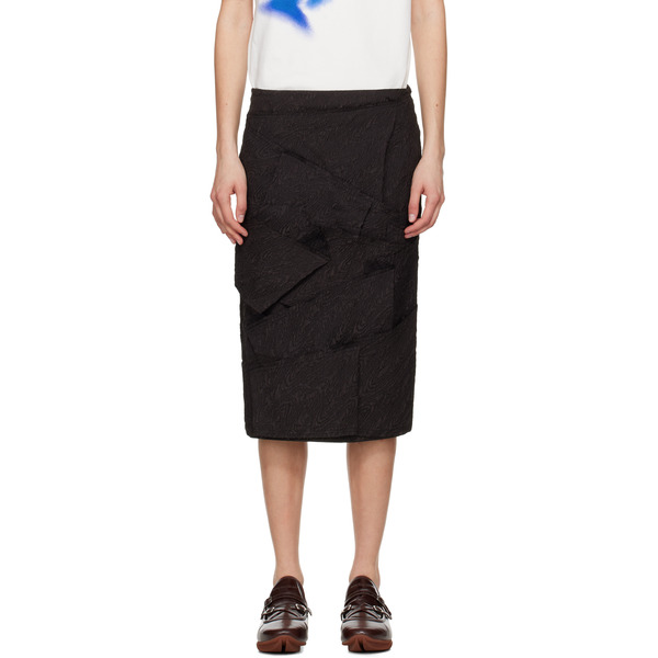  Ader Error Black Raw Edge Midi Skirt 