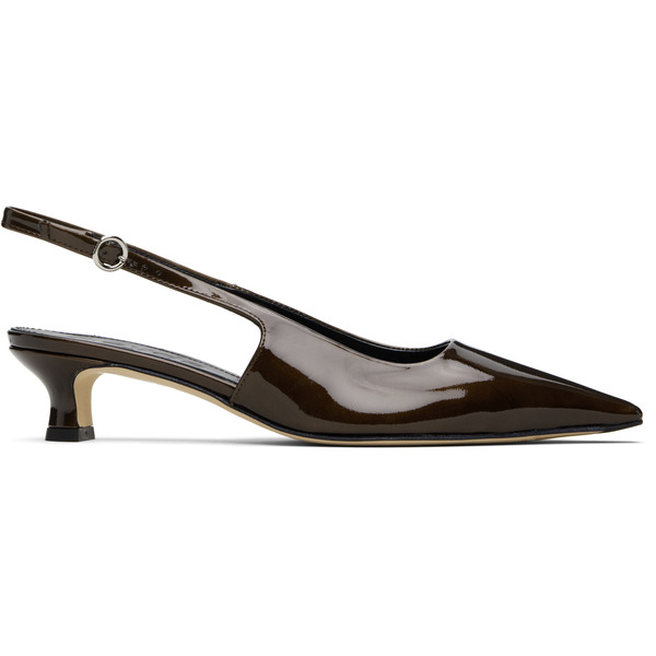  Aeyde Brown Catrina Patent Leather Heels 