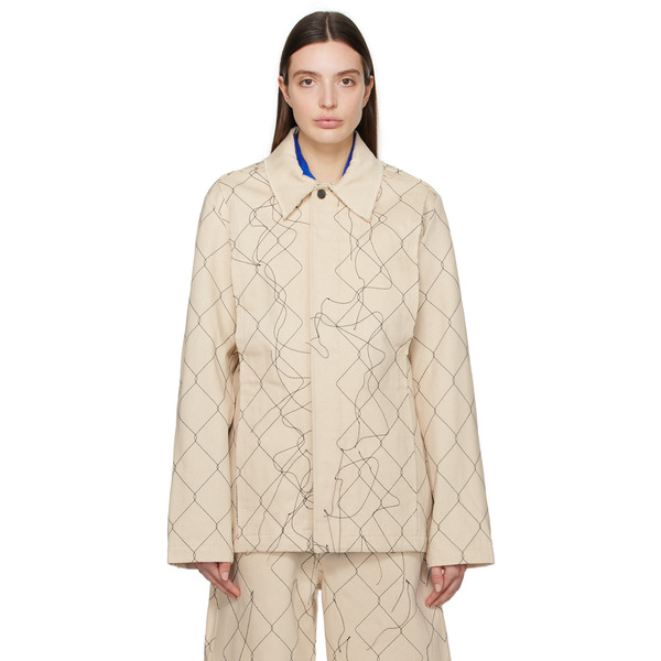  Airei Beige Embroidered Denim Jacket 