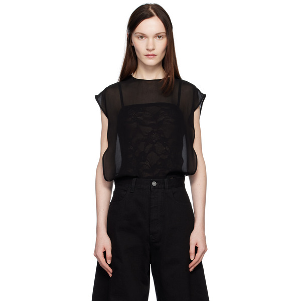  Alaïa Black Georgette Bodysuit 
