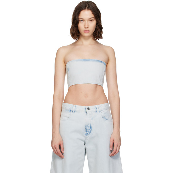  Alaïa Blue Bustier Denim Top 