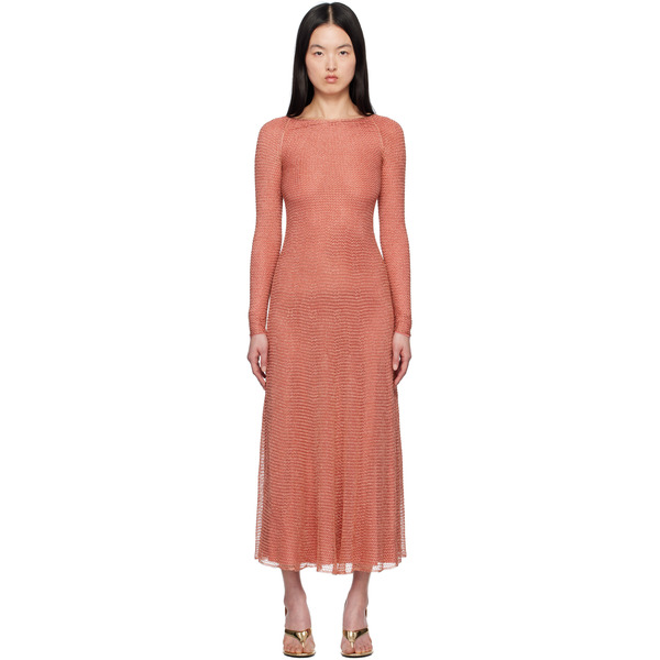  Alaïa Pink Mesh Knit Maxi Dress 