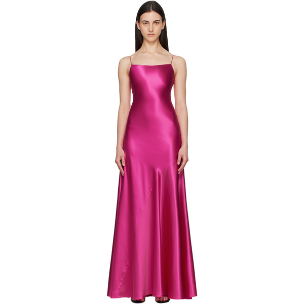  Alaïa Pink Slip Silk Maxi Dress 