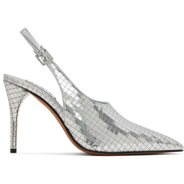  Alaïa Silver Art Deco Slingback Heels 