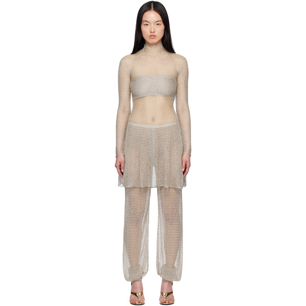  Alaïa Silver Mesh Knit Midi Dress 