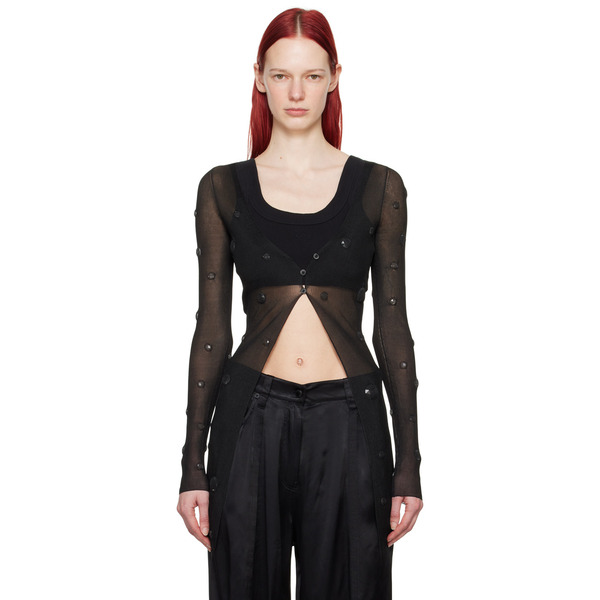  Alexander Wang Black Ribbed Cardigan 