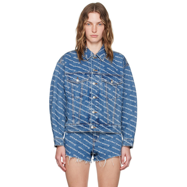  Alexander Wang Blue Game Logo Denim Jacket 