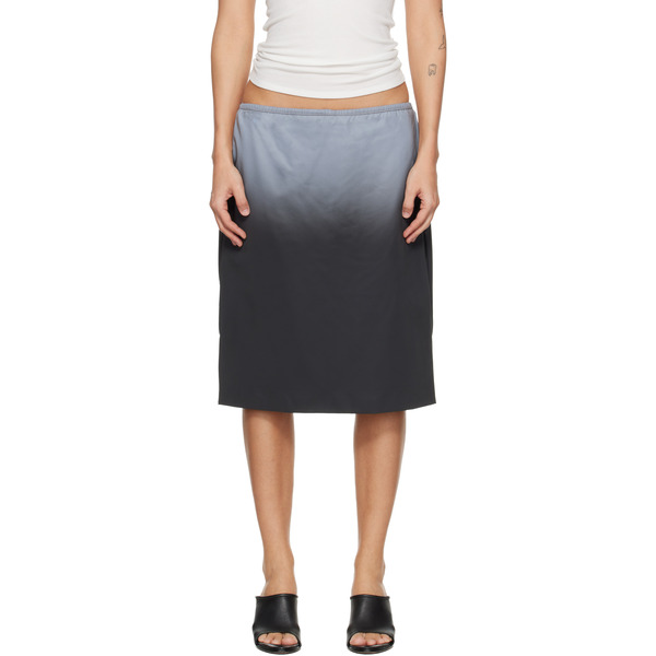  Alexander Wang Gray Reflective Mid-rise Midi Skirt 